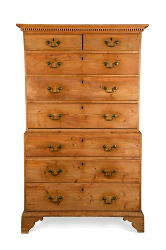 Lot 504 - A pine chest on chest, 19th century