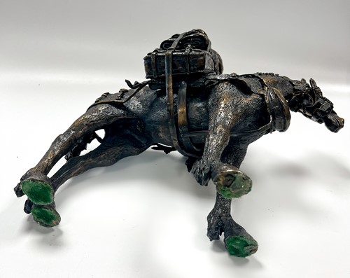 Lot 804 - Eddie Hackman (Australian, b. 1933), bronze model of a horse with pack