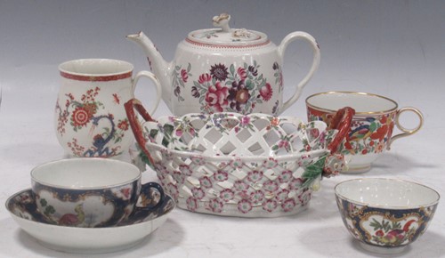 Lot 90 - A group of 18th century Worcester polychrome porcelain