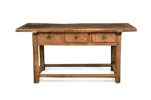 Lot 500 - A Spanish oak side table, 17th century