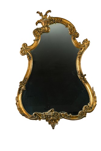 Lot 621 - A Rococo style cartouche shaped wall mirror, 19th century