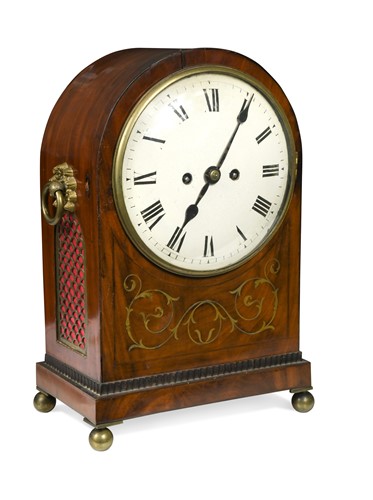 Lot 583 - A Regency mahogany and brass inlaid bracket clock