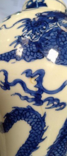 Lot 6 - A Chinese blue and white porcelain dragon and phoenix vase, Kangxi (1662 - 1722)