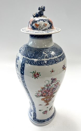 Lot 3 - A Chinese famille rose baluster porcelain vase and cover, Chen Lung, circa 1780