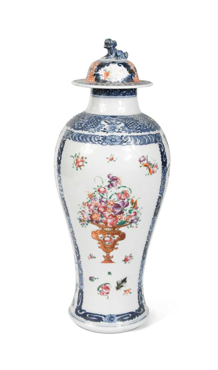 Lot 3 - A Chinese famille rose baluster porcelain vase and cover, Chen Lung, circa 1780