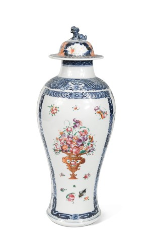 Lot 3 - A Chinese famille rose baluster porcelain vase and cover, Chen Lung, circa 1780