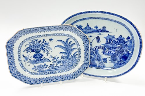 Lot 16 - A Chinese blue and white export porcelain oval basin, Chen Lung, circa 1770