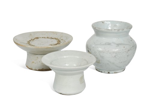 Lot 84 - Three Korean white glazed wares, Joseon Dynasty