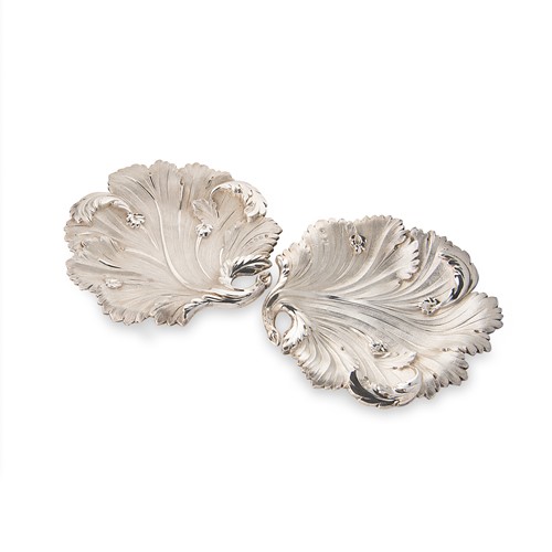 Lot 361 - A visual pair of 19th century silver leaf dishes