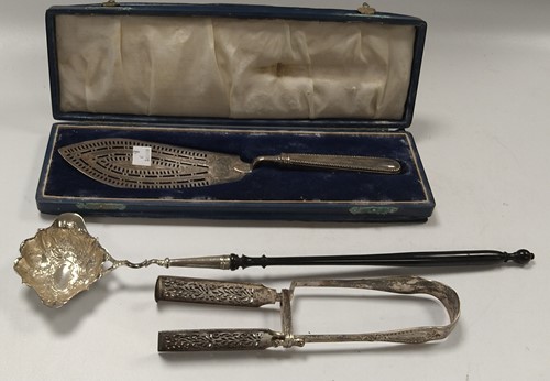 Lot 294 - A pair of Victorian silver asparagus tongs...