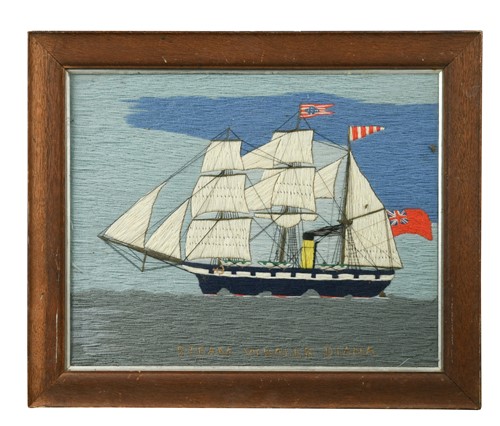 Lot 484 - A woolwork ship picture, 20th century