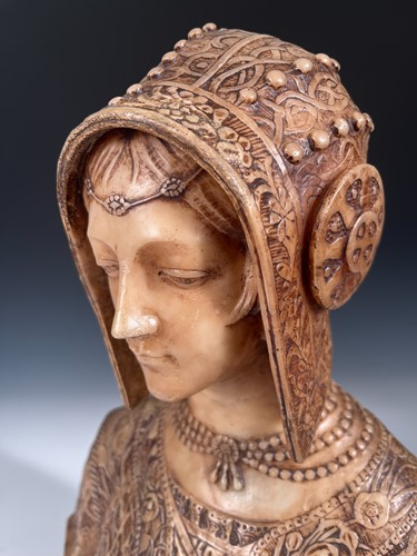 Lot 759 - Professor Aristide Petrilli (Italian, 1868-1930), an alabaster bust of Margherita di Valois, 1492