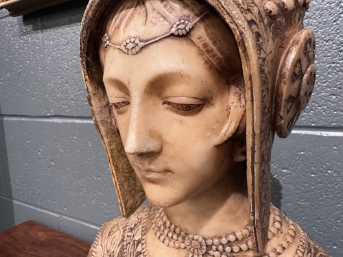 Lot 759 - Professor Aristide Petrilli (Italian, 1868-1930), an alabaster bust of Margherita di Valois, 1492