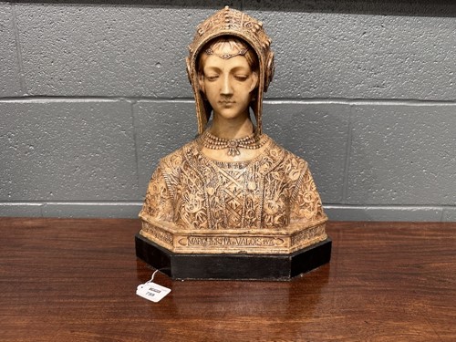 Lot 759 - Professor Aristide Petrilli (Italian, 1868-1930), an alabaster bust of Margherita di Valois, 1492