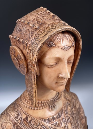 Lot 759 - Professor Aristide Petrilli (Italian, 1868-1930), an alabaster bust of Margherita di Valois, 1492