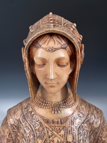 Lot 759 - Professor Aristide Petrilli (Italian, 1868-1930), an alabaster bust of Margherita di Valois, 1492