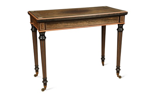 Lot 790 - A coromandel and ebonised card table, 19th century