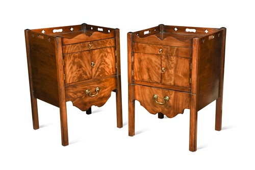 Lot 775 - A pair of George III mahogany bedside commodes