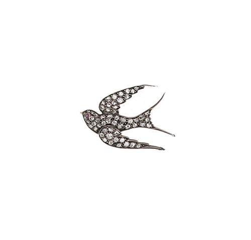 Lot 52 - A Victorian diamond set swallow brooch