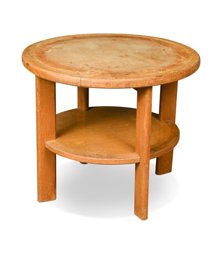 Lot 286 - An Art Deco style oak two-tier occasional table by B. Cohen & Sons, Ltd, 1954