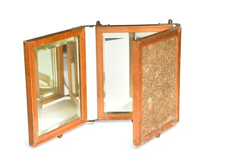 Lot 146 - An Art Nouveau triple-plate folding travel mirror