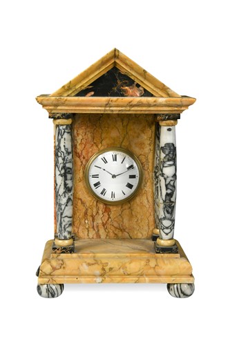 Lot 659 - A Sienna marble portico timepiece, 19th century