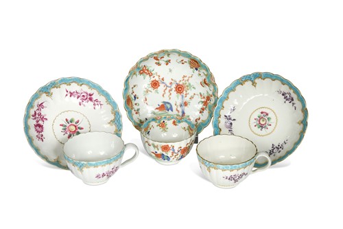 Lot 142 - A Worcester Two Quail pattern fluted tea bowl and saucer, circa 1770