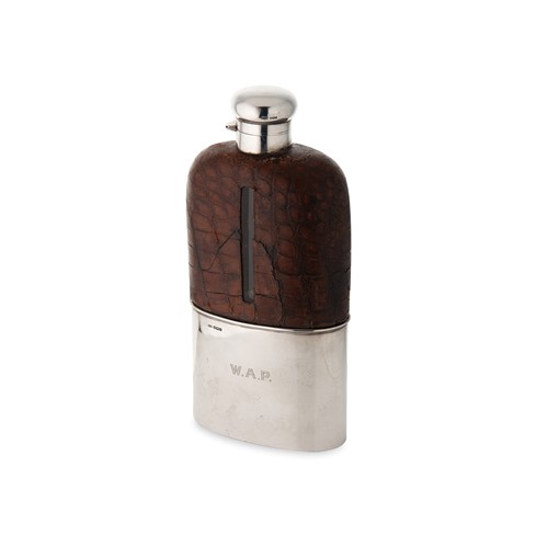 Lot 422 - A George V silver & glass 'Goliath' hip flask