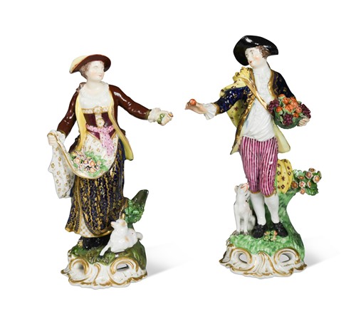 Lot 121 - A pair of Derby figures of the Dresden Shepherds, circa 1820