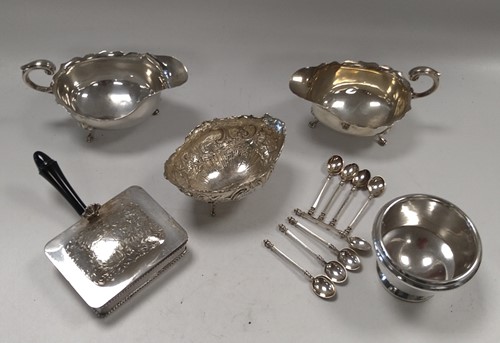 Lot 308 - A collection of silverware including sauce...