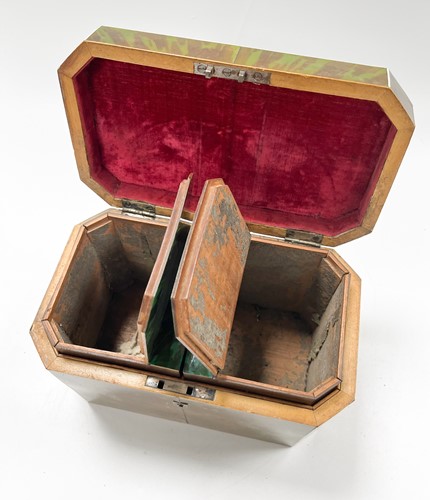 Lot 640 - A George III green stained tortoise shell tea caddy