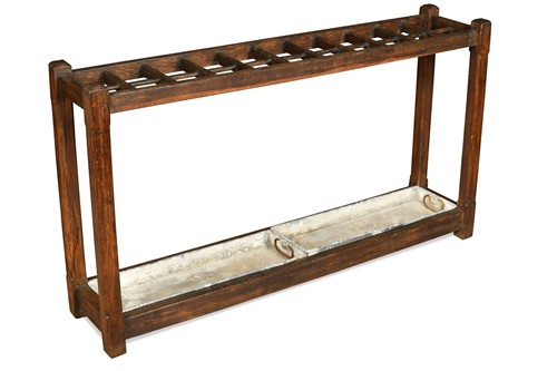 Lot 741 - A Gothic revival oak 'club' stick stand, late 19th century