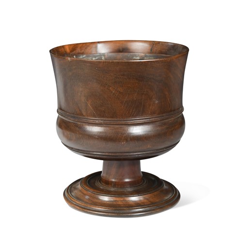 Lot 337 - A turned fruitwood Wassail bowl, probably 18th century