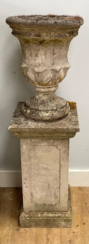 Lot 442 - A pair of square foliate moulded tub garden planters, 20th century