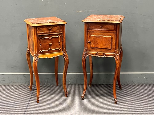 Lot 581 - A near pair of French bedside cabinets each...