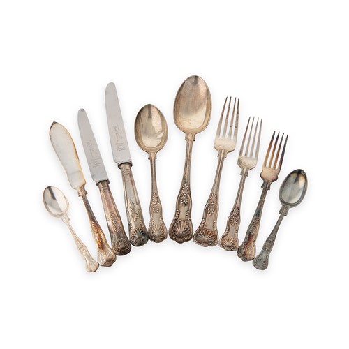 Lot 376 - A 51-piece set of Victorian silver flatware with 80 additions