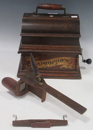 Lot 211 - An oak cased Gramophone Phonograph in oak case...