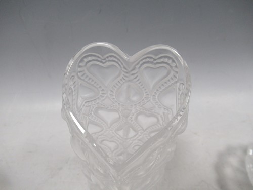 Lot 79 - Amour, a modern Lalique glass heart shaped...
