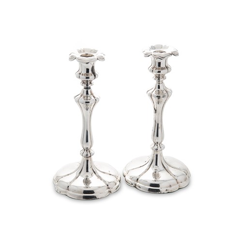 Lot 330 - A pair of Victorian silver plated candlesticks