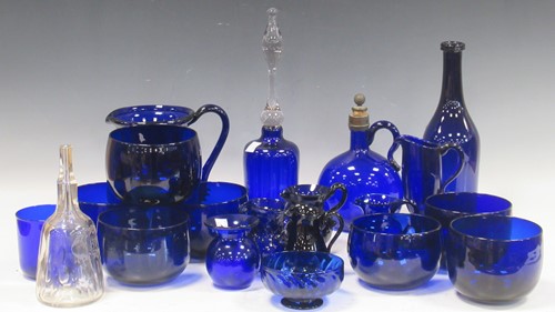 Lot 118 - Collection of 19th century Bristol blue glass,...