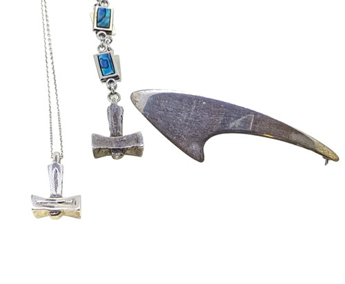 Lot 98 - A Bent Knudsen brooch, together with a Swedish hammer pendant and a bracelet