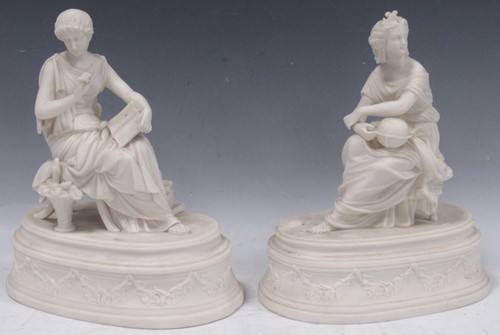 Lot 25 - A Pair of Parian classical seated female...