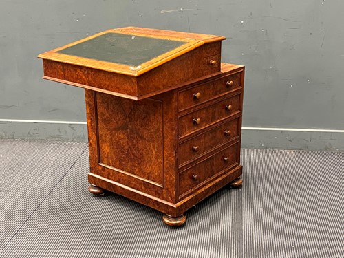 Lot 473 - A Victorian burr walnut Davenport desk with...