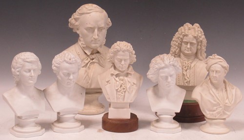 Lot 31 - A group of 19th century Parian busts of...