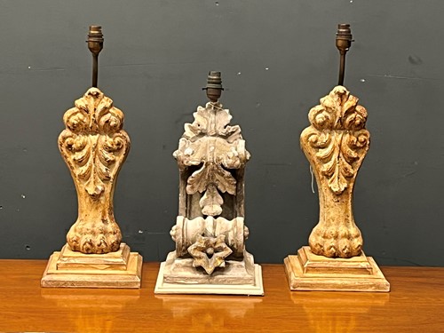 Lot 632 - A pair of cast metal lion monopedia lamps 50cm...