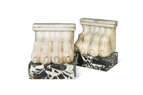 Lot 593 - A pair of marble bookends, 19th century