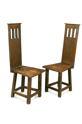 Lot 232 - A pair of Glasgow School oak side chairs