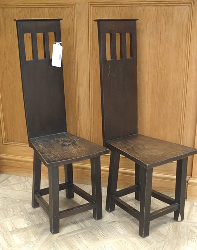 Lot 232 - A pair of Glasgow School oak side chairs