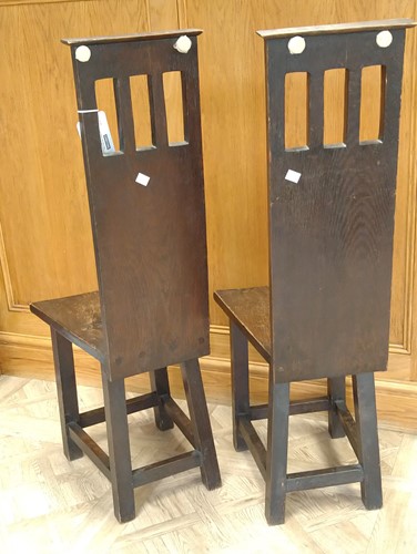 Lot 232 - A pair of Glasgow School oak side chairs