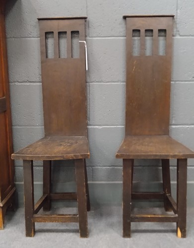 Lot 232 - A pair of Glasgow School oak side chairs